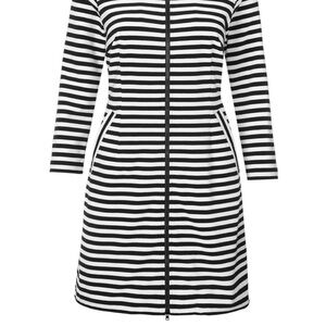 CAbi Byline Jacket Black and White Striped Long Sleeve Jacket